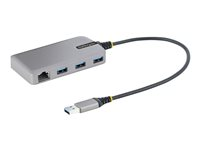 StarTech.com 3-Port USB Hub with Ethernet, 3x USB-A Ports, Gigabit Ethernet RJ45, USB 3.0 5Gbps, Bus-Powered, USB Hub w/ GbE and 1ft/30cm Long Cable, Portable Laptop USB Hub - USB Expansion Hub w/ Ethernet Adapter (5G3AGBB-USB-A-HUB) - Hubb - 3 x USB 3.2 Gen 1 + 1 x micro-USB + 1 x 10/100/1000 - skrivbordsmodell 5G3AGBB-USB-A-HUB