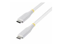 StarTech - USB-kabel - USB-C (hane) till USB-C (hane) - USB4 / Thunderbolt / DisplayPort 2.1 - 5 A - 50 cm - passiv, upp till 40 Gbps dataöverföringshastighet, USB-strömförsörjning (240W), 8K60Hz stöd, 4K240Hz stöd, Stöd för Power Delivery 3,1, utökat effektområde (EPR), VESA DP40-certifierad, USB-IF-certifierad - vit CC50CM40GUSB4TPW