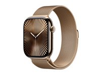 Apple Watch Series 10 (GPS + Cellular) - 46 mm - guld titan - smart klocka med milanesisk loop - nät av rostfritt stål - guld - bandstorlek: M/L - 64 GB - LTE, Wi-Fi 4, UWB, Bluetooth - 4G - 41.7 g MX003QN/A
