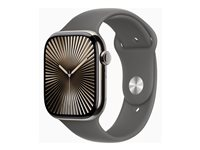 Apple Watch Series 10 (GPS + Cellular) - 46 mm - naturlig titan - smart klocka med sportband - fluoroelastomer - klippgrå - bandstorlek: M/L - 64 GB - LTE, Wi-Fi 4, UWB, Bluetooth - 4G - 41.7 g MWYA3QN/A