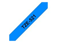Brother TZe-521 - Svart på blått - Rulle (0,9 cm x 8 m) 1 kassett(er) bandlaminat - för Brother PT-D210, D600, H110, H200; P-Touch PT-1005, E310, H107; P-Touch Cube Plus PT-P710 TZE521