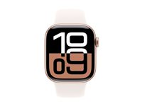 Apple Watch Series 10 (GPS) - 42 mm - guldrosa aluminium - smart klocka med sportband - fluoroelastomer - lätt rouge - bandstorlek: S/M - 64 GB - Wi-Fi 4, UWB, Bluetooth - 30 g MWWH3QN/A