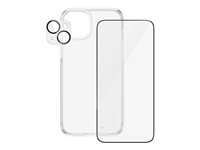 PanzerGlass - 3-i-1-paket - skyddskit skärm/objektiv/baksida för mobiltelefon - glas - ramfärg svart - för Apple iPhone 15 Plus B1174+2811