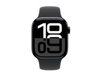 Apple Watch Series 10 (GPS + Cellular) - 42 mm - jet black aluminium - smart klocka med sportband - fluoroelastomer - svart - bandstorlek: M/L - 64 GB - LTE, Wi-Fi 4, UWB, Bluetooth - 4G - 29.3 g MWX73QN/A