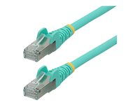 StarTech.com 3m CAT6a Ethernet Cable - Aqua - Low Smoke Zero Halogen (LSZH) - 10GbE 500MHz 100W PoE++ Snagless RJ-45 w/Strain Reliefs S/FTP Network Patch Cord - Patch-kabel - RJ-45 (hane) till RJ-45 (hane) - 3 m - S/FTP - CAT 6a - IEEE 802.3bt - halogenfri, formpressad, hakfri, tvinnad - havsblå NLAQ-3M-CAT6A-PATCH