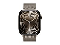 Apple Watch Series 10 (GPS + Cellular) - 46 mm - naturlig titan - smart klocka med milanesisk loop - nät av rostfritt stål - naturlig - bandstorlek: M/L - 64 GB - LTE, Wi-Fi 4, UWB, Bluetooth - 4G - 41.7 g MWYC3QN/A