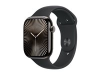 Apple Watch Series 10 (GPS + Cellular) - 46 mm - skiffer titan - smart klocka med sportband - fluoroelastomer - svart - bandstorlek: M/L - 64 GB - LTE, Wi-Fi 4, UWB, Bluetooth - 4G - 41.7 g MWYE3QN/A