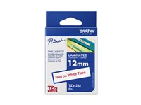 Brother TZe-232 - Standardlim - rött på vitt - Rulle (1,2 cm x 8 m) 1 kassett(er) bandlaminat - för Brother PT-P750, P950; P-Touch PT-D210, D400, D800, P900, P950; P-Touch Cube Plus PT-P710 TZE232