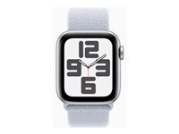 Apple Watch SE (GPS) - 2a generation - 40 mm - silveraluminium - smart klocka med sportögla - mjukt nylon i dubbla lager - blå moln - handledsstorlek: 130-200 mm - 32 GB - Wi-Fi 4, Bluetooth - 26.4 g MXEE3QN/A