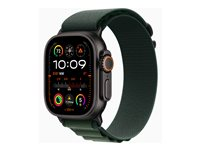 Apple Watch Ultra 2 - 49 mm - svart titan - smart klocka med Alpine Loop - textil - mörkgrön - bandstorlek: L - 64 GB - LTE, Wi-Fi 4, UWB, Bluetooth - 4G - 61.8 g MX4T3KS/A