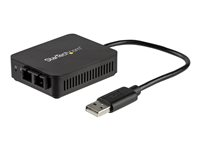 StarTech.com USB to Fiber Optic Converter, 100Mbps, USB 2.0 to Fiber Network Adapter, 100BASE-FX SC Female Duplex Multimode Fiber/MMF Compatible, 2Km, Compact USB to Fiber LAN Adapter - USB to LAN Adapter (US100A20FXSC) - Nätverksadapter - USB 2.0 - 100Base-FX/100Base-SC x 1 - 1310 nm - svart US100A20FXSC