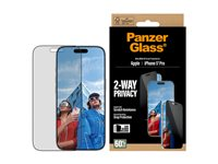 PanzerGlass - Skärmskydd för mobiltelefon - ultrabred passning med EasyAligner - glas - med sekretessfilter - 2-vägs - ramfärg svart - för Apple iPhone 17 Pro PG25586