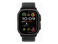 Apple Watch Ultra 2 - 49 mm - svart titan - smart klocka med Trail Loop - nylonväv - svart - bandstorlek: M/L - 64 GB - LTE, Wi-Fi 4, UWB, Bluetooth - 4G - 61.8 g MX4V3KS/A