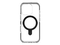 Zagg Santa Cruz Snap - Baksidesskydd för mobiltelefon - med ringstativ - MagSafe-kompatibilitet - grafen - svart, transparent - för Apple iPhone 16 Pro 702315503