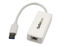 StarTech.com USB 3.0 to Gigabit Ethernet Adapter NIC w/ USB Port (White) - USB 3.0 NIC - 10/100/1000 Mbps USB 3.0 LAN Adapter (USB31000SPTW) - Nätverksadapter - USB 3.0 - Gigabit Ethernet - vit USB31000SPTW