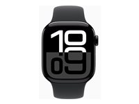 Apple Watch Series 10 (GPS) - 42 mm - jet black aluminium - smart klocka med sportband - fluoroelastomer - svart - bandstorlek: M/L - 64 GB - Wi-Fi 4, UWB, Bluetooth - 30 g MWWF3QN/A