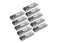 StarTech.com 10 pack HPE J4859C Compatible SFP Module, 1000BASE-LX, 1GbE Single Mode SMF/MMF Optic Transceiver, 1 Gigabit Ethernet, LC Connector 10km, 1310nm DDM, HPE 1400 1700, Mini GBIC - Lifetime Warranty (J4859C10PKST) - SFP-sändar/mottagarmodul (mini-GBIC) (likvärdigt med: HP J4859C) - 1GbE - 1000Base-LX - LC - upp till 10 km - 1310 nm (paket om 10) - för HPE 1700, 2610, 93XX, Switch XL 10/100/1000; HPE Aruba 2530, 2930F 24, 2930F 48, 5406 J4859C10PKST