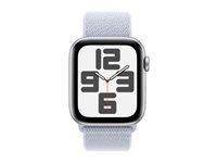 Apple Watch SE (GPS) - 2a generation - 44 mm - silveraluminium - smart klocka med sportögla - mjukt nylon i dubbla lager - blå moln - handledsstorlek: 130-200 mm - 32 GB - Wi-Fi 4, Bluetooth - 32.9 g MXET3QN/A