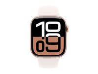Apple Watch Series 10 (GPS + Cellular) - 46 mm - guldrosa aluminium - smart klocka med sportband - fluoroelastomer - lätt rouge - bandstorlek: S/M - 64 GB - LTE, Wi-Fi 4, UWB, Bluetooth - 4G - 35.3 g MWY63QN/A