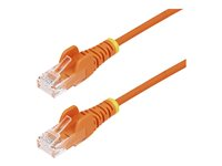 StarTech.com - Patch-kabel - RJ-45 (hane) till RJ-45 (hane) - 25 cm - 3.6 mm - UTP - CAT 5/5e/6 - IEEE 802.3bt - halogenfri, hakfri, rak - orange N6PAT25CMORS