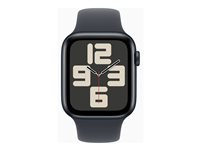 Apple Watch SE (GPS + Cellular) - 2a generation - 44 mm - midnattsaluminium - smart klocka med sportband - fluoroelastomer - midnatt - bandstorlek: S/M - 32 GB - LTE, Wi-Fi 4, Bluetooth - 4G - 33 g MXGL3QN/A