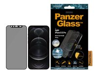 PanzerGlass Black & Case Friendly Privacy - Skärmskydd för mobiltelefon - glas - med sekretessfilter - svart - för Apple iPhone 12, 12 Pro P2714
