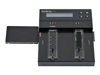 StarTech.com Fristående M.2 SATA och M.2 NVMe duplicerings- och raderingsenhet - HDD/SSD klonings-/rensningsenhet för M.2 PCIe AHCI/NVMe, M.2 SATA, 2,5/3,5" SATA-enheter - Extern raderare/duplikator, TAA - Halvledar-/hårddisksduplikator/-raderare - 4 fack (SATA-600 / PCI Express (NVMe)) - TAA-kompatibel SM2DUPE11
