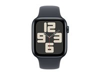 Apple Watch SE (GPS) - 2a generation - 44 mm - midnattsaluminium - smart klocka med sportband - fluoroelastomer - midnatt - bandstorlek: S/M - 32 GB - Wi-Fi 4, Bluetooth - 32.9 g MXEJ3QN/A