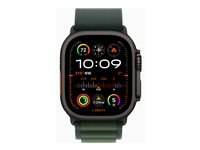 Apple Watch Ultra 2 - 49 mm - svart titan - smart klocka med Alpine Loop - textil - mörkgrön - bandstorlek: M - 64 GB - LTE, Wi-Fi 4, UWB, Bluetooth - 4G - 61.8 g MX4R3KS/A