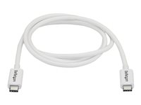 StarTech.com 3.3ft (1m) Thunderbolt 3 Cable, 20Gbps, 100W PD, 4K Video, Thunderbolt-Certified, Compatible w/ TB4/USB 3.2/DisplayPort - Thunderbolt-kabel - 24 pin USB-C (hane) till 24 pin USB-C (hane) - USB 3.1 Gen 2 / Thunderbolt 3 / DisplayPort 1.2 - 1 m - stöd för 4K - vit - för P/N: CDP2HDUACP, CDP2HDUACPW TBLT3MM1MW