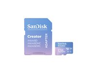 SanDisk Creator - Flash-minneskort (microSDXC till SD-adapter inkluderad) - 128 GB - A2 / Video Class V30 / UHS-I U3 - mikroSDXC UHS-I SDSQXAA-128G-GN6MS