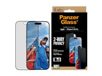 PanzerGlass Privacy - Skärmskydd för mobiltelefon - ultrabred passning med EasyAligner - glas - med sekretessfilter - för Apple iPhone 16 Pro, 17 PG93414