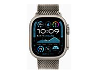 Apple Watch Ultra 2 - 49 mm - naturlig titan - smart klocka med milanesisk loop - bandstorlek: M - 64 GB - LTE, Wi-Fi 4, UWB, Bluetooth - 4G - 61.4 g MX5R3KS/A