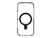 Zagg Santa Cruz Snap - Baksidesskydd för mobiltelefon - med ringstativ - MagSafe-kompatibilitet - grafen - svart, transparent - för Apple iPhone 16 702315501