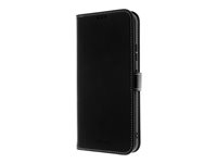 Insmat Exclusive - Vikbart fodral för mobiltelefon - genuint läder, kartong+papper, polyuretan, termoplastisk polyuretan (TPU) - svart - för Samsung Galaxy XCover7 650-3218