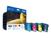 Brother LC1100 Value Pack - 4-pack - svart, gul, cyan, magenta - original - blister - bläckpatron - för Brother DCP-185, 385, 395, J715, MFC-490, 5490, 5890, 5895, 6890, 790, 795, 990, J615 LC1100VALBP