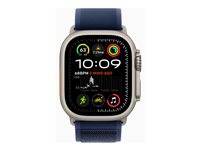 Apple Watch Ultra 2 - 49 mm - naturlig titan - smart klocka med Trail Loop - nylonväv - blå - bandstorlek: M/L - 64 GB - LTE, Wi-Fi 4, UWB, Bluetooth - 4G - 61.4 g MX4L3KS/A