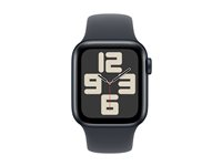 Apple Watch SE (GPS) - 2a generation - 40 mm - midnattsaluminium - smart klocka med sportband - fluoroelastomer - midnatt - bandstorlek: S/M - 32 GB - Wi-Fi 4, Bluetooth - 26.4 g MXE73QN/A