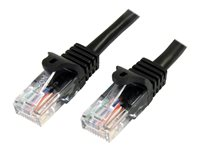 StarTech.com Cat5e Ethernet patchkabel med hakfria RJ45-kontakter - 0,5 m, Svart - Patch-kabel - RJ-45 (hane) till RJ-45 (hane) - 50 cm - UTP - CAT 5e - hakfri, tvinnad - svart 45PAT50CMBK