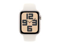 Apple Watch SE (GPS + Cellular) - 2a generation - 44 mm - stjärnljusaluminium - smart klocka med sportband - fluoroelastomer - starlight - bandstorlek: S/M - 32 GB - LTE, Wi-Fi 4, Bluetooth - 4G - 33 g MXGT3QN/A