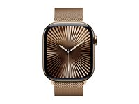Apple Watch Series 10 (GPS + Cellular) - 46 mm - guld titan - smart klocka med milanesisk loop - nät av rostfritt stål - guld - bandstorlek: M/L - 64 GB - LTE, Wi-Fi 4, UWB, Bluetooth - 4G - 41.7 g MX003QN/A