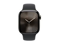 Apple Watch Series 10 (GPS + Cellular) - 42 mm - skiffer titan - smart klocka med sportband - fluoroelastomer - svart - bandstorlek: S/M - 64 GB - LTE, Wi-Fi 4, UWB, Bluetooth - 4G - 34.4 g MWXG3QN/A