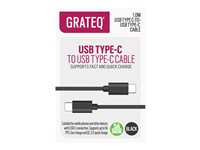 GRATEQ - USB-kabel - 24 pin USB-C (hane) till 24 pin USB-C (hane) - 5 A - 1 m - USB-strömförsörjning (100W) - svart 85060QC