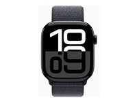 Apple Watch Series 10 (GPS) - 46 mm - jet black aluminium - smart klocka med sportögla - mjukt nylon i dubbla lager - bläck - handledsstorlek: 130-200 mm - 64 GB - Wi-Fi 4, UWB, Bluetooth - 36.4 g MWWR3QN/A