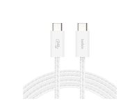 Belkin BoostCharge - USB-kabel - USB-C (hane) till USB-C (hane) - DC 48 V - 5 A - 1.5 m - USB-strömförsörjning (240W), flätad kabel - vit (paket om 2) BBD009HQ05WH2PK