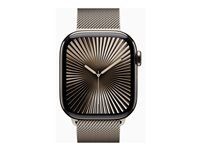Apple Watch Series 10 (GPS + Cellular) - 42 mm - naturlig titan - smart klocka med milanesisk loop - nät av rostfritt stål - naturlig - handledsstorlek: 130-180 mm - 64 GB - LTE, Wi-Fi 4, UWB, Bluetooth - 4G - 34.4 g MWXF3QN/A