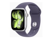 Apple Watch Series 11 (GPS) - 42 mm - silveraluminium - smart klocka med sportband - fluoroelastomer - lila dimma - bandstorlek: S/M - 64 GB - Bluetooth, Wi-Fi 4, UWB - 30.3 g MEU64QN/A