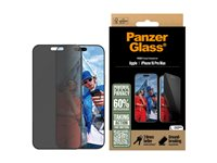 PanzerGlass - Skärmskydd för mobiltelefon - ultrabred passning - glas - med sekretessfilter - 2-vägs - ramfärg svart - för Apple iPhone 16 Pro Max P2864