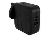 Targus HyperJuice - Strömadapter - GaN - 70 Watt - QC 3.0, Power Delivery 3.0 + PPS - 3 utdatakontakter (USB, 2 x USB-C) - svart HJ1003BKWWGL
