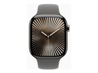 Apple Watch Series 10 (GPS + Cellular) - 46 mm - naturlig titan - smart klocka med sportband - fluoroelastomer - klippgrå - bandstorlek: M/L - 64 GB - LTE, Wi-Fi 4, UWB, Bluetooth - 4G - 41.7 g MWYA3QN/A